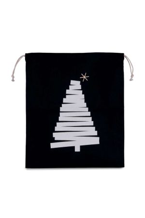 KI0746 - COTTON BAG WITH CHRISTMAS TREE DESIGN AND DRAWCORD CLOSURE - Kimood