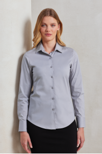 PR344 - WOMEN'S STRETCH-FIT COTTON POPLIN LONG SLEEVE SHIRT - Premier